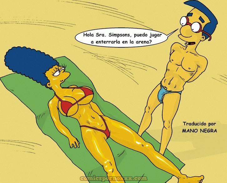 En la Playa con Marge (Milhouse Penetra a Marge Simpson) - 1 - Comics Porno - Hentai Manga - Cartoon XXX